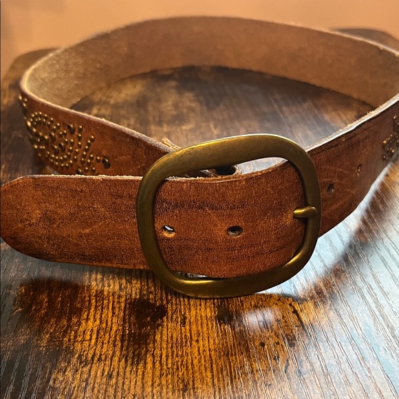 Abercrombie & Fitch Accessories - Women’s Abercrombie & Fitch Brown Leather Belt with Gold Buckle and Rhinestones